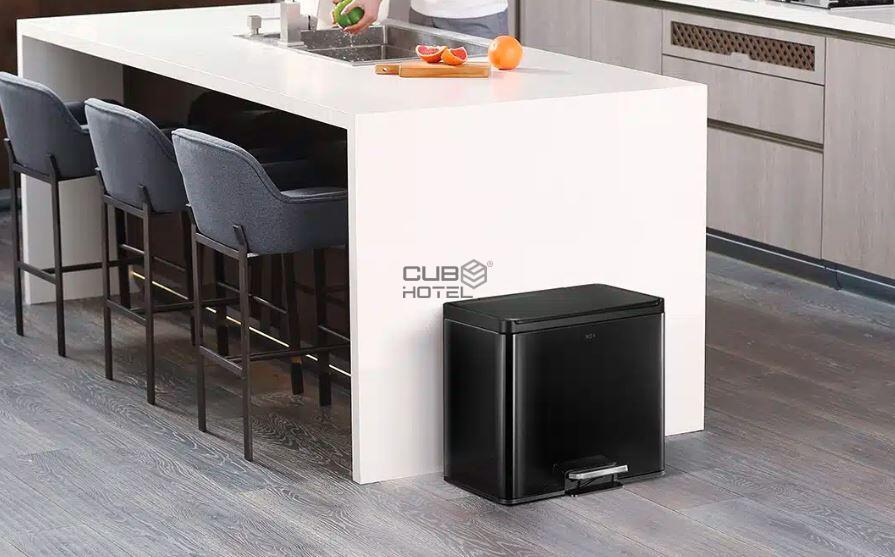 Balde com Pedal 9+9+9L Preto EKO Essential 